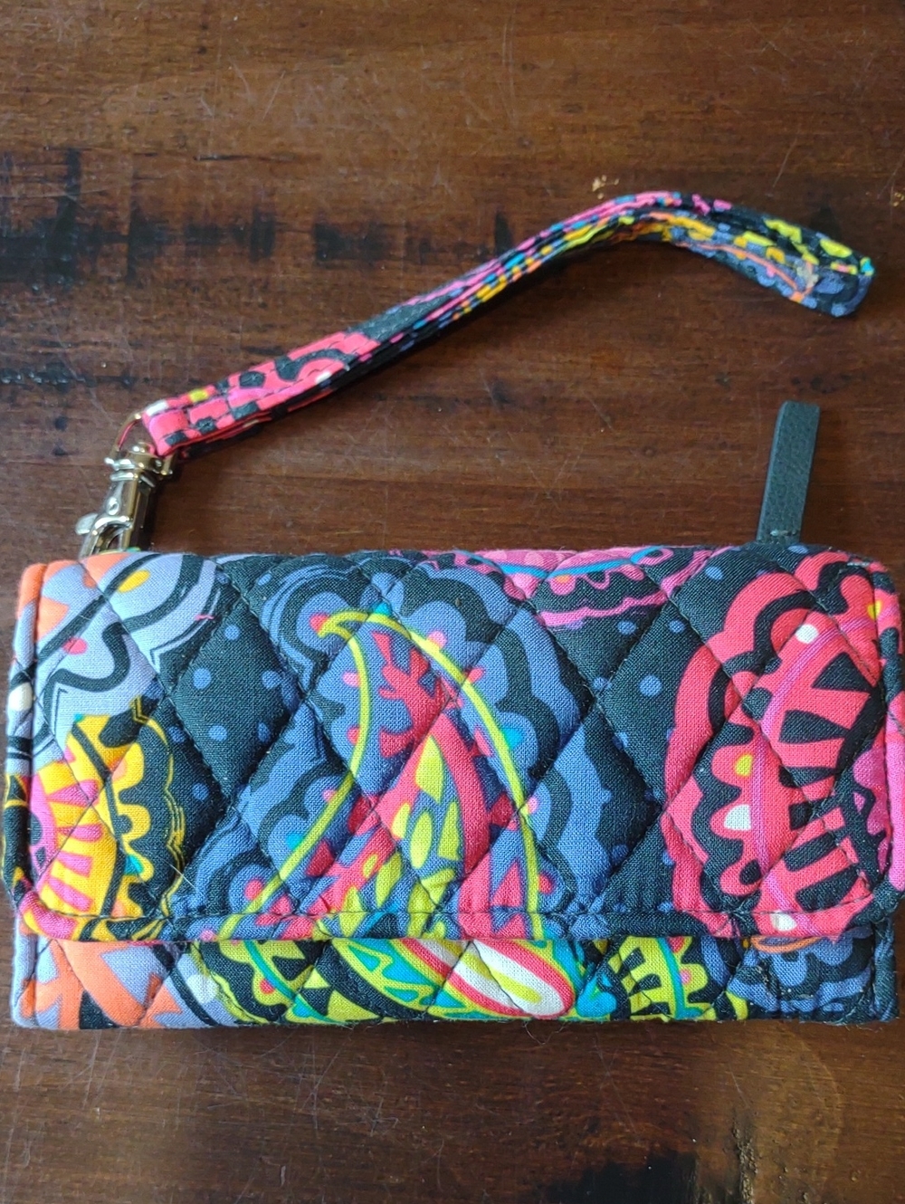 Vera Bradley Quilted Paisley Wristlet in Bright Multicolor